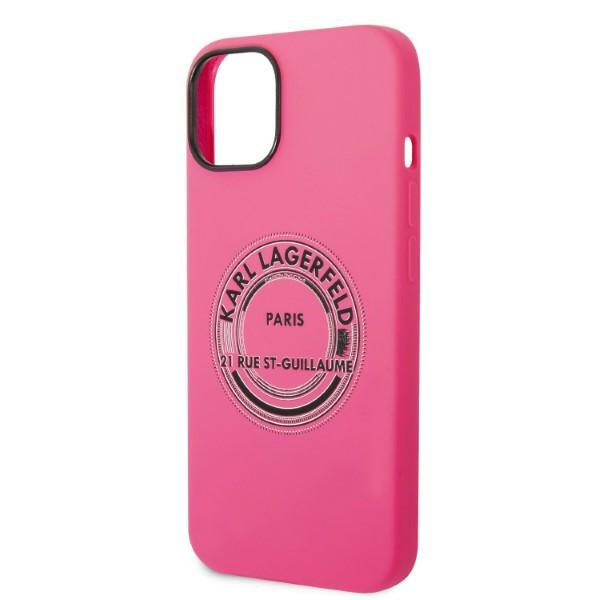 Karl Lagerfeld KLHCP14SSRSGRCF iPhone 14/15/13 6,1" kietas dėklas, rožinis silikoninis RSG