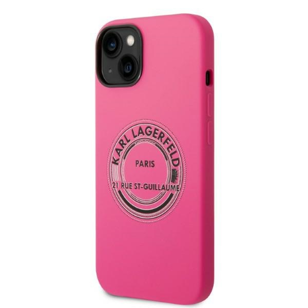 Karl Lagerfeld KLHCP14SSRSGRCF iPhone 14/15/13 6,1" kietas dėklas, rožinis silikoninis RSG