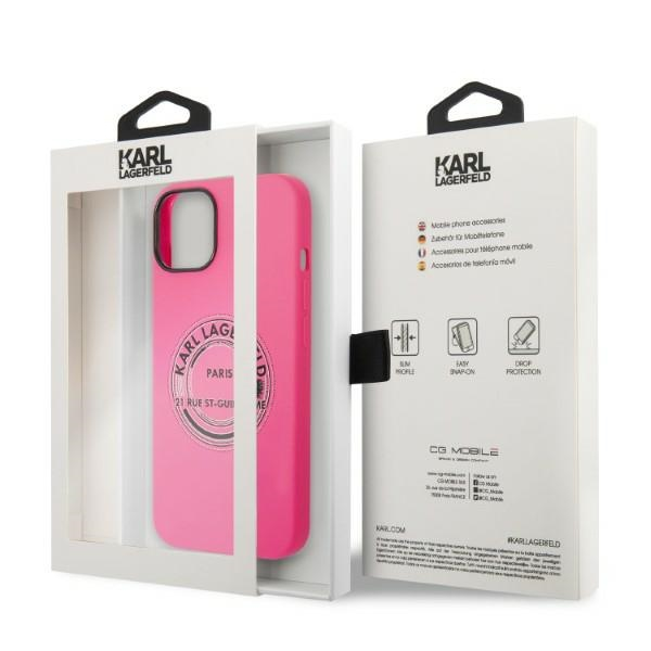 Karl Lagerfeld KLHCP14SSRSGRCF iPhone 14/15/13 6,1" kietas dėklas, rožinis silikoninis RSG