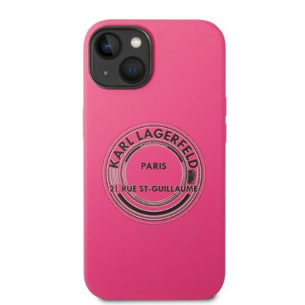 Karl Lagerfeld KLHCP14SSRSGRCF iPhone 14/15/13 6,1" kietas dėklas, rožinis silikoninis RSG