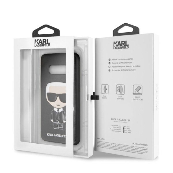 Dėklas Karl Lagerfeld KLHCS10LIKPUBK S10e G970 hardcase juoda/juodas Iconic Karl Embossed