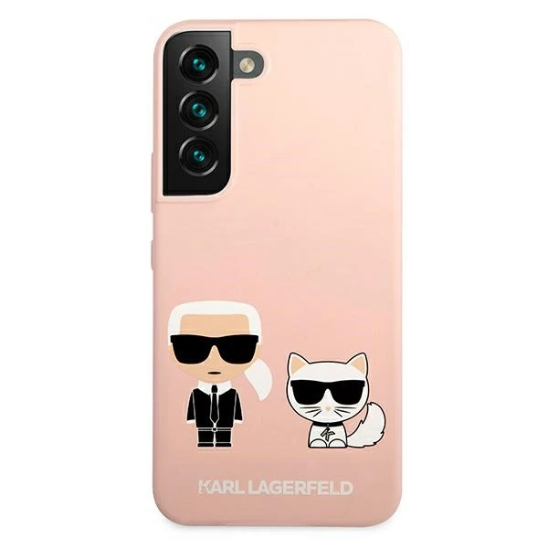 Karl Lagerfeld KLHCS22MSSKCI S22+ S906 kietas dėklas šviesiai rožinis/šviesiai rožinis Silikoninis Ikonik Karl & Choupet