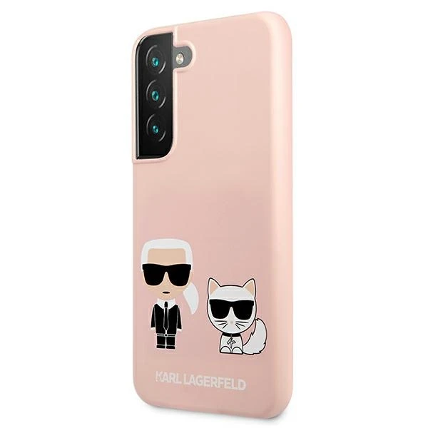 Karl Lagerfeld KLHCS22MSSKCI S22+ S906 kietas dėklas šviesiai rožinis/šviesiai rožinis Silikoninis Ikonik Karl & Choupet