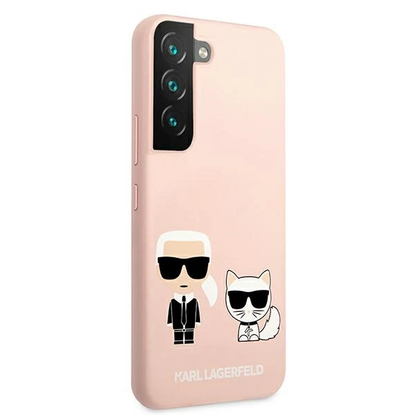 Karl Lagerfeld KLHCS22MSSKCI S22+ S906 kietas dėklas šviesiai rožinis/šviesiai rožinis Silikoninis Ikonik Karl & Choupet