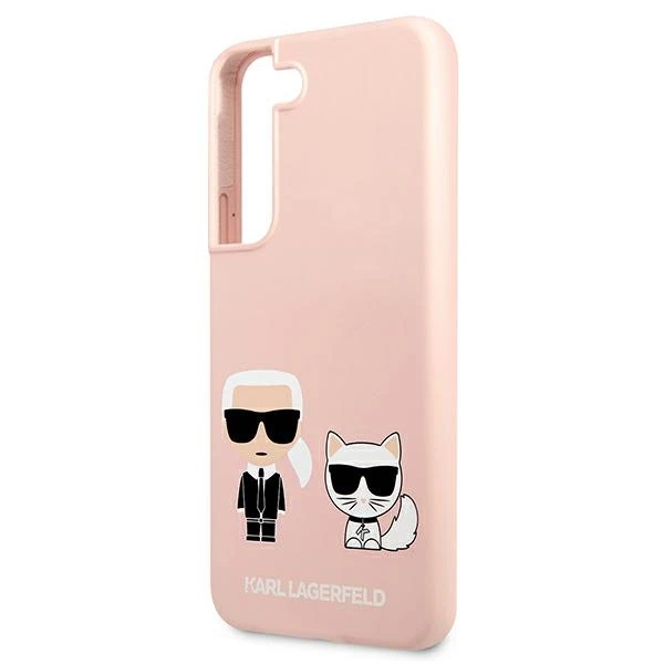 Karl Lagerfeld KLHCS22MSSKCI S22+ S906 kietas dėklas šviesiai rožinis/šviesiai rožinis Silikoninis Ikonik Karl & Choupet