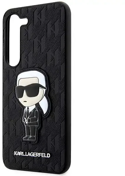 Karl Lagerfeld KLHCS23SSAKLHKPK S23 S911 kietas dėklas juodas/juodas Saffiano Monogram Ikonik