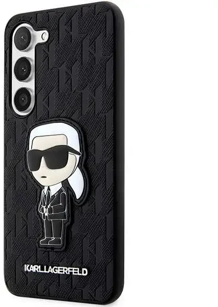 Karl Lagerfeld KLHCS23SSAKLHKPK S23 S911 kietas dėklas juodas/juodas Saffiano Monogram Ikonik