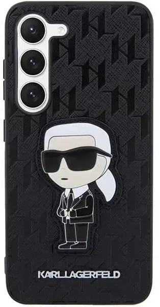 Karl Lagerfeld KLHCS23SSAKLHKPK S23 S911 kietas dėklas juodas/juodas Saffiano Monogram Ikonik