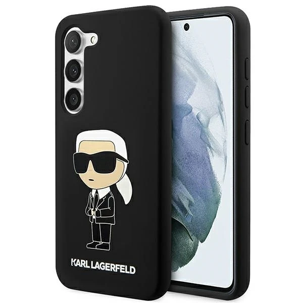 Samsung Galaxy S23 Karl Lagerfeld silikoninis dėklas Ikonik (KLHCS23SSNIKBCK) juodos spalvos