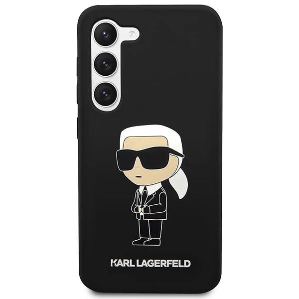 Samsung Galaxy S23 Karl Lagerfeld silikoninis dėklas Ikonik (KLHCS23SSNIKBCK) juodos spalvos