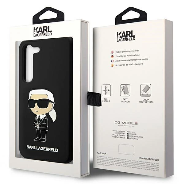 Samsung Galaxy S23 Karl Lagerfeld silikoninis dėklas Ikonik (KLHCS23SSNIKBCK) juodos spalvos