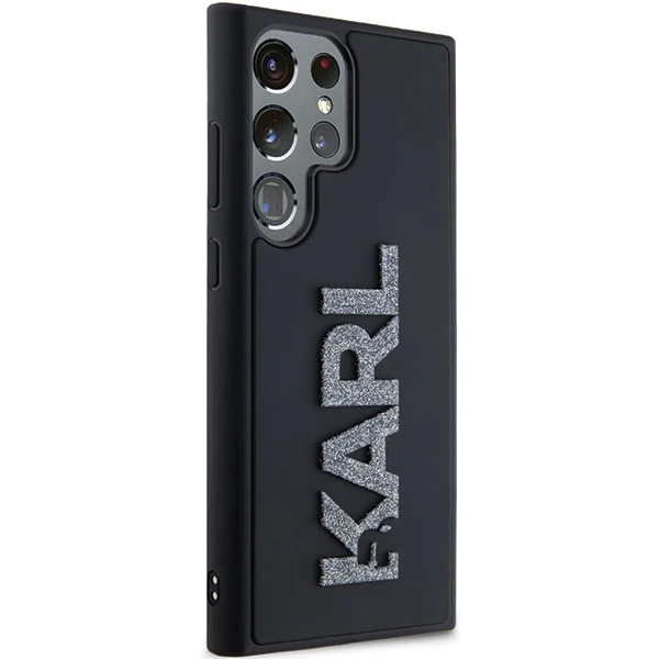 Samsung Galaxy S24 Ultra Karl Lagerfeld dėklas 3D Rubber Glitter Logo (KLHCS24L3DMBKCK) juodos spalvos