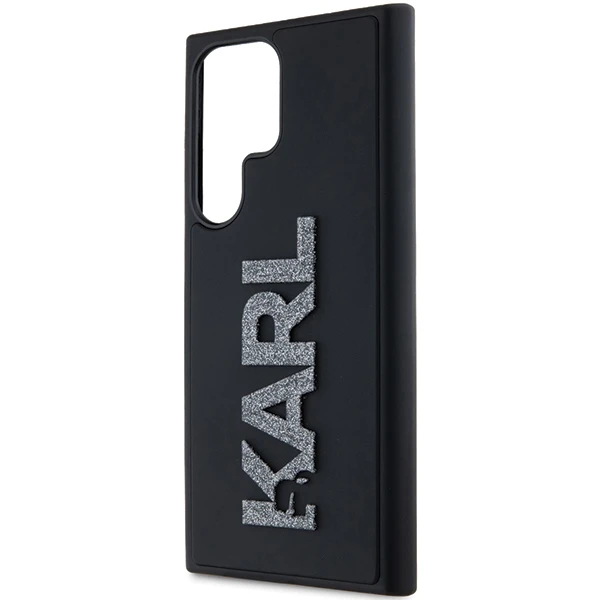 Samsung Galaxy S24 Ultra Karl Lagerfeld dėklas 3D Rubber Glitter Logo (KLHCS24L3DMBKCK) juodos spalvos