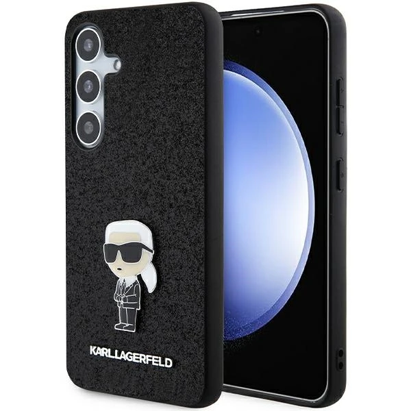 Dėklas Karl Lagerfeld Fixed Glitter Ikonik Logo Metal Pin - Samsung Galaxy S24+ Case juodas