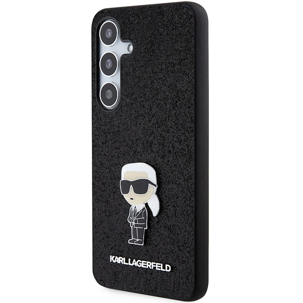Dėklas Karl Lagerfeld Fixed Glitter Ikonik Logo Metal Pin - Samsung Galaxy S24+ Case juodas