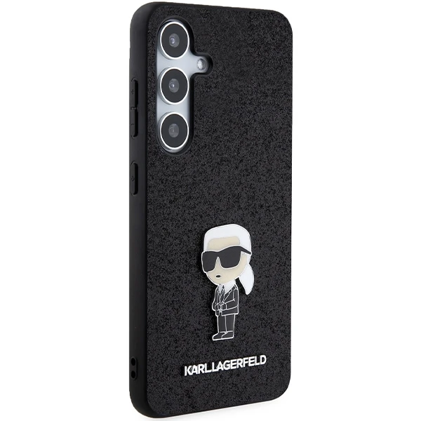 Dėklas Karl Lagerfeld Fixed Glitter Ikonik Logo Metal Pin - Samsung Galaxy S24+ Case juodas