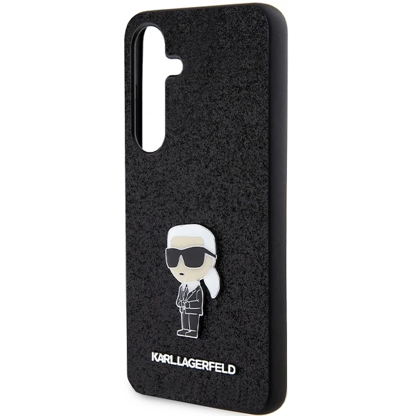 Dėklas Karl Lagerfeld Fixed Glitter Ikonik Logo Metal Pin - Samsung Galaxy S24+ Case juodas