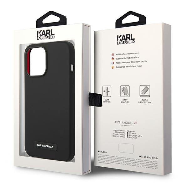 Dėklas Karl Lagerfeld KLHMP14LSLMP1K iPhone 14 Pro 6,1" hardcase juoda/juodas Silicone Plaque Magsafe