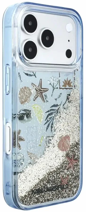 Karl Lagerfeld Liquid Glitter Beach dėklas skirtas iPhone 18 Pro Mėlyna