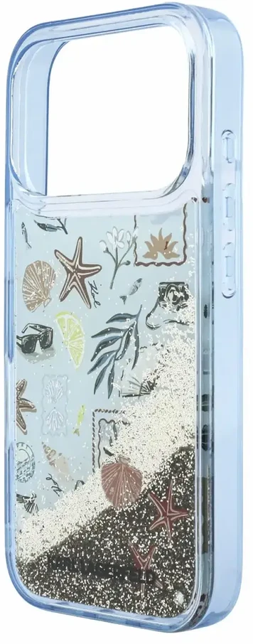 Karl Lagerfeld Liquid Glitter Beach dėklas skirtas iPhone 18 Pro Mėlyna