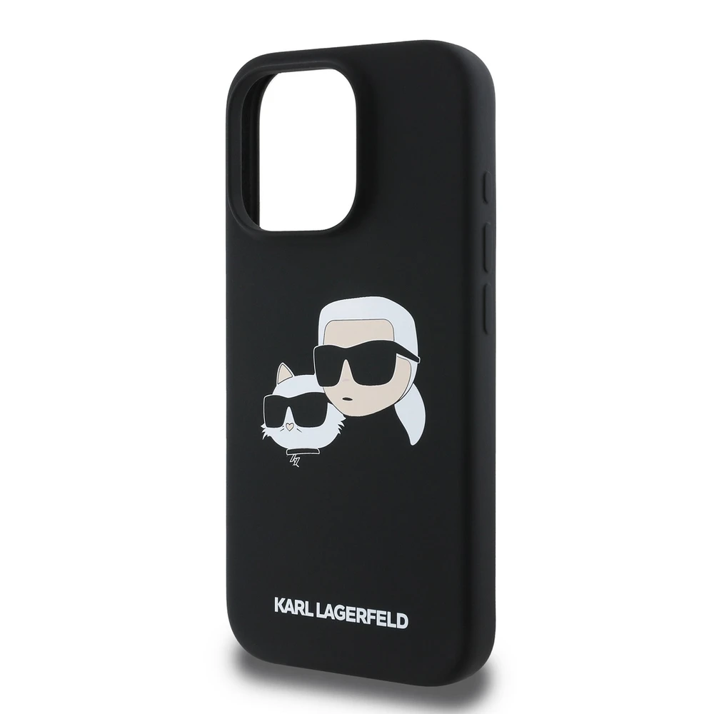 Karl Lagerfeld KLHMP16LSKCHPPLK Apple iPhone 16 Pro 6.3″ juodos spalvos kietas dėklas Silicone Double Heads Print