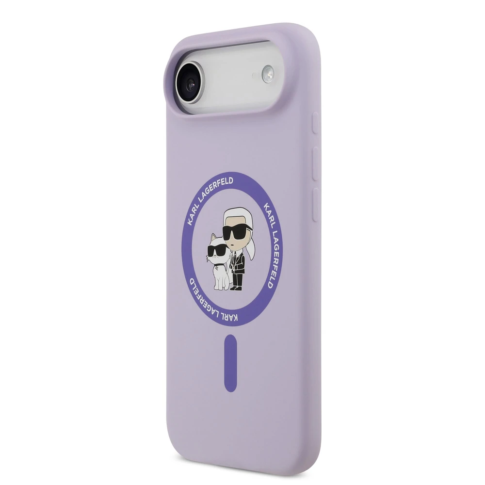 Karl Lagerfeld Liquid Silicone Karl and Choupette MagSafe dėklas skirtas Apple iPhone 17 Air Violetinė