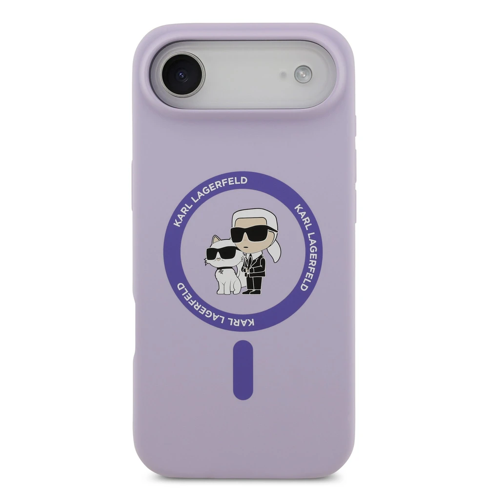 Karl Lagerfeld Liquid Silicone Karl and Choupette MagSafe dėklas skirtas Apple iPhone 17 Air Violetinė