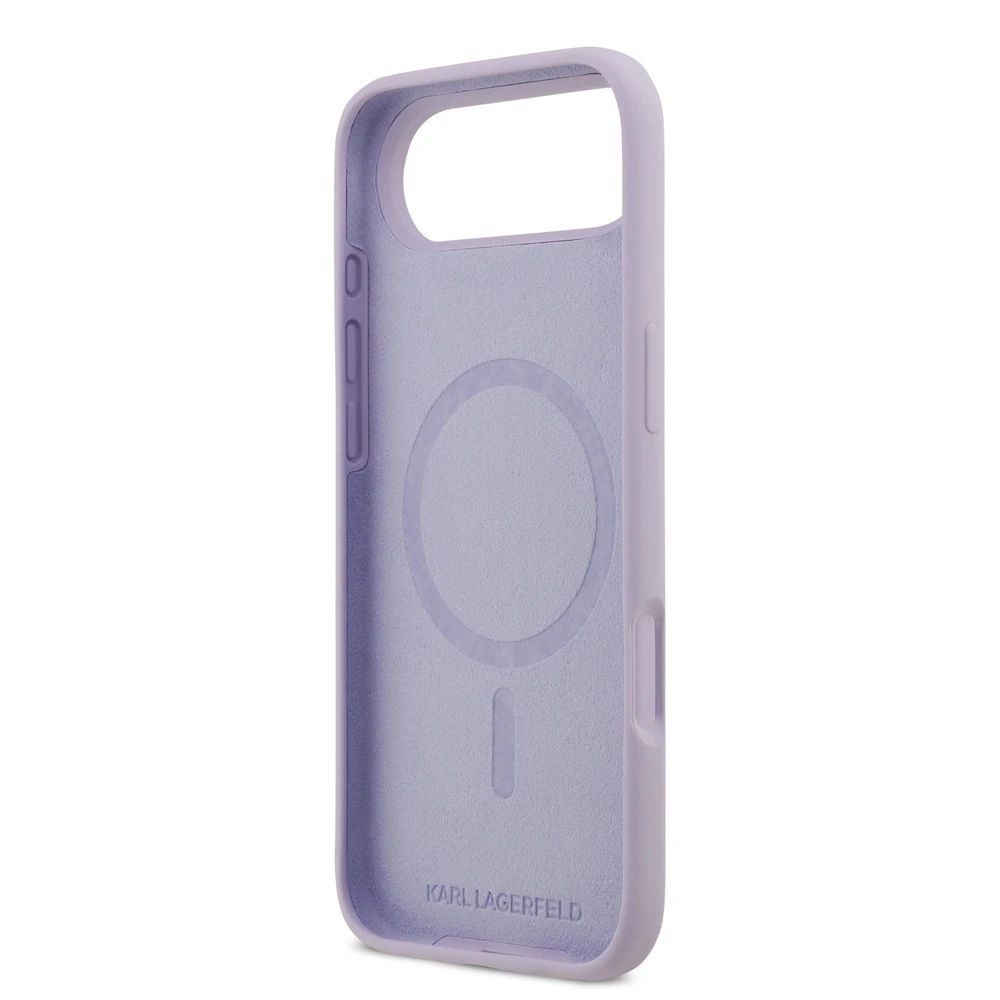Karl Lagerfeld Liquid Silicone Karl and Choupette MagSafe dėklas skirtas Apple iPhone 17 Air Violetinė