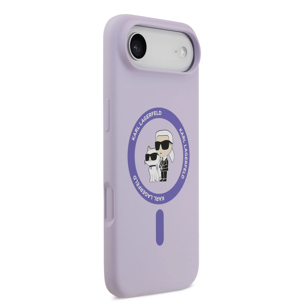 Karl Lagerfeld Liquid Silicone Karl and Choupette MagSafe dėklas skirtas Apple iPhone 17 Air Violetinė