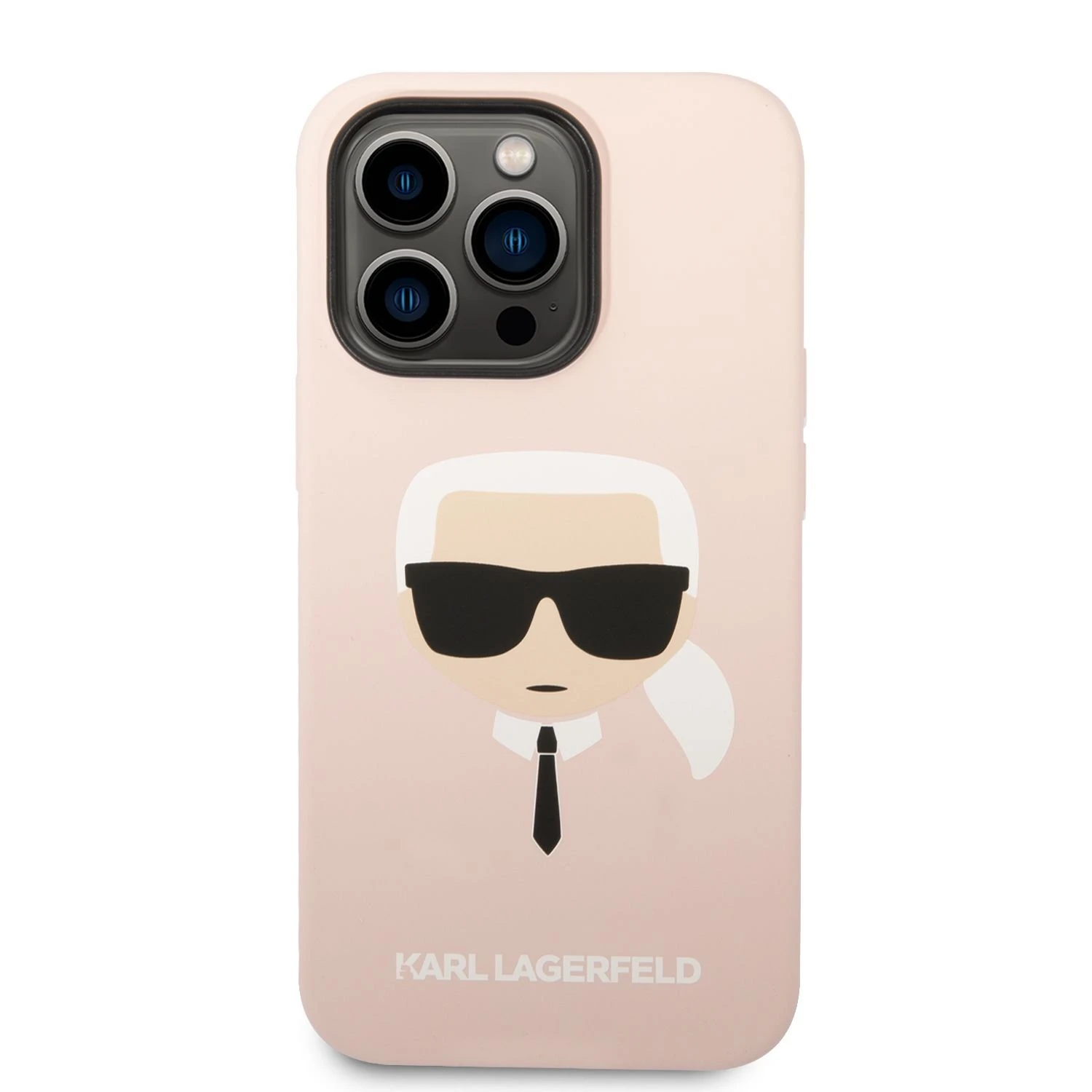 Karl Lagerfeld dėklas, skirtas iPhone 14 Pro Max 6,7 KLHCP14XSLKHBK rožinės spalvos HC Silicone Karl's Head