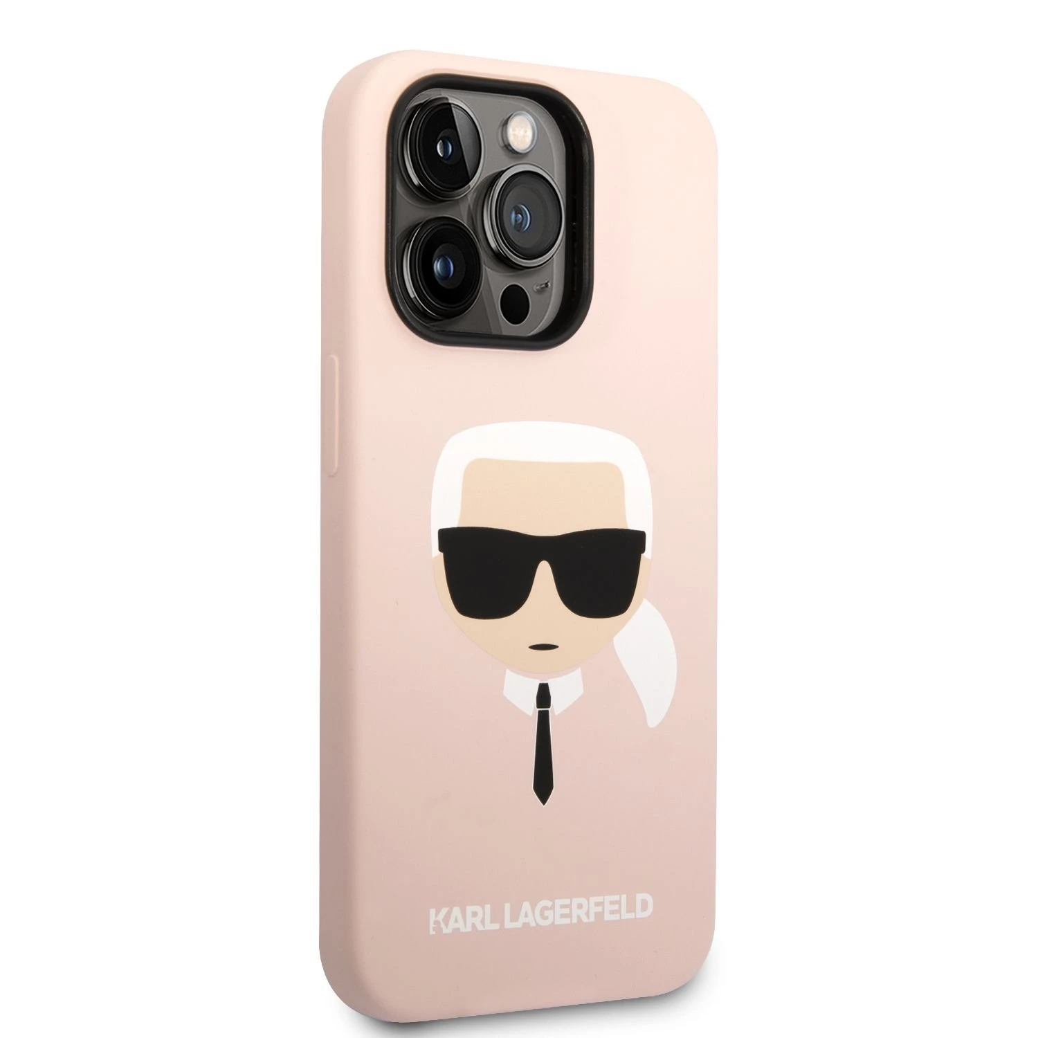Karl Lagerfeld dėklas, skirtas iPhone 14 Pro Max 6,7 KLHCP14XSLKHBK rožinės spalvos HC Silicone Karl's Head