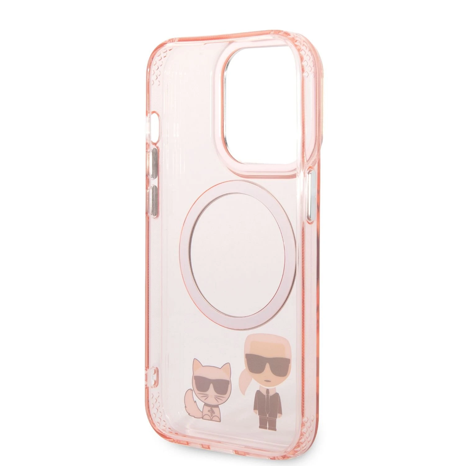 Karl Lagerfeld KLHMP14LHKCP Apple iPhone 14 Pro 6,1″ kietas dėklas rožinės spalvos Karl & Choupette Aliuminio Magsaf