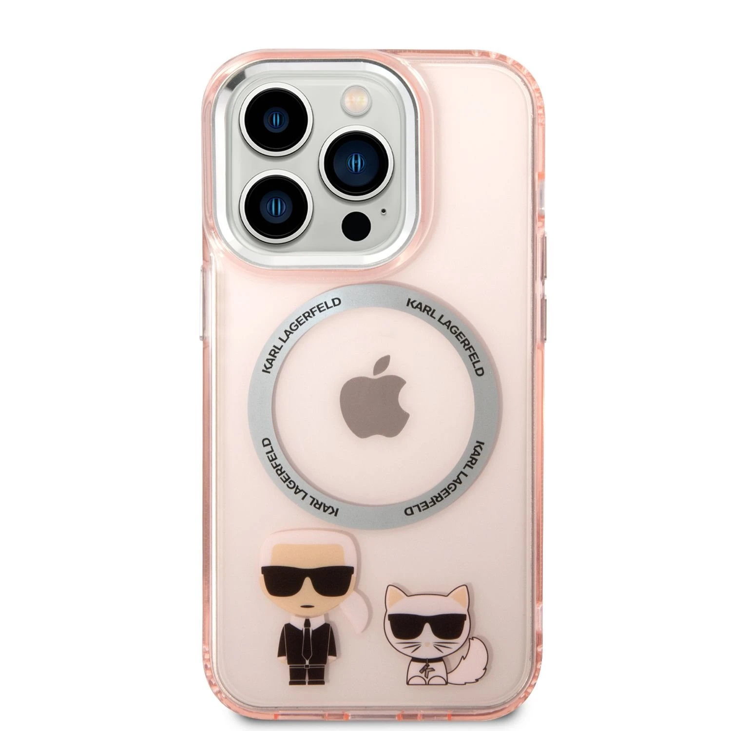 Karl Lagerfeld KLHMP14LHKCP Apple iPhone 14 Pro 6,1″ kietas dėklas rožinės spalvos Karl & Choupette Aliuminio Magsaf