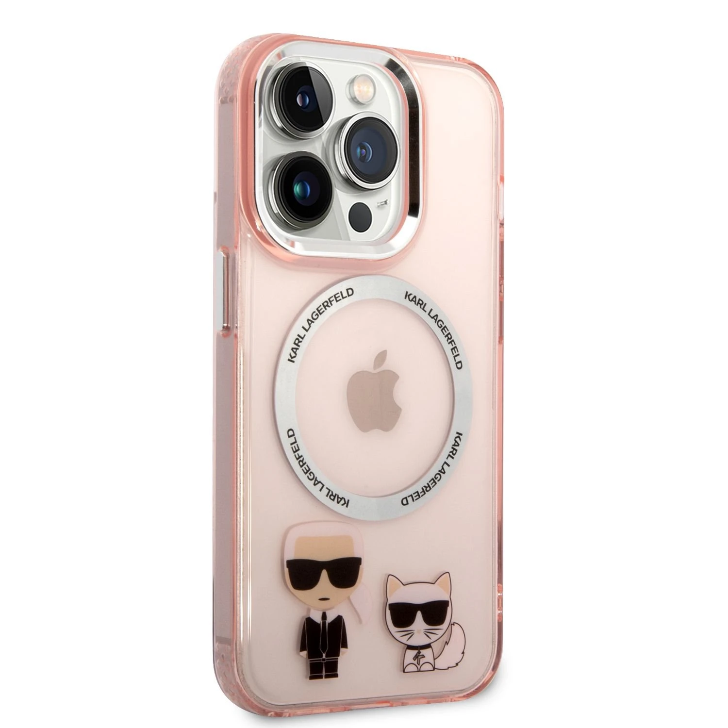Karl Lagerfeld KLHMP14LHKCP Apple iPhone 14 Pro 6,1″ kietas dėklas rožinės spalvos Karl & Choupette Aliuminio Magsaf