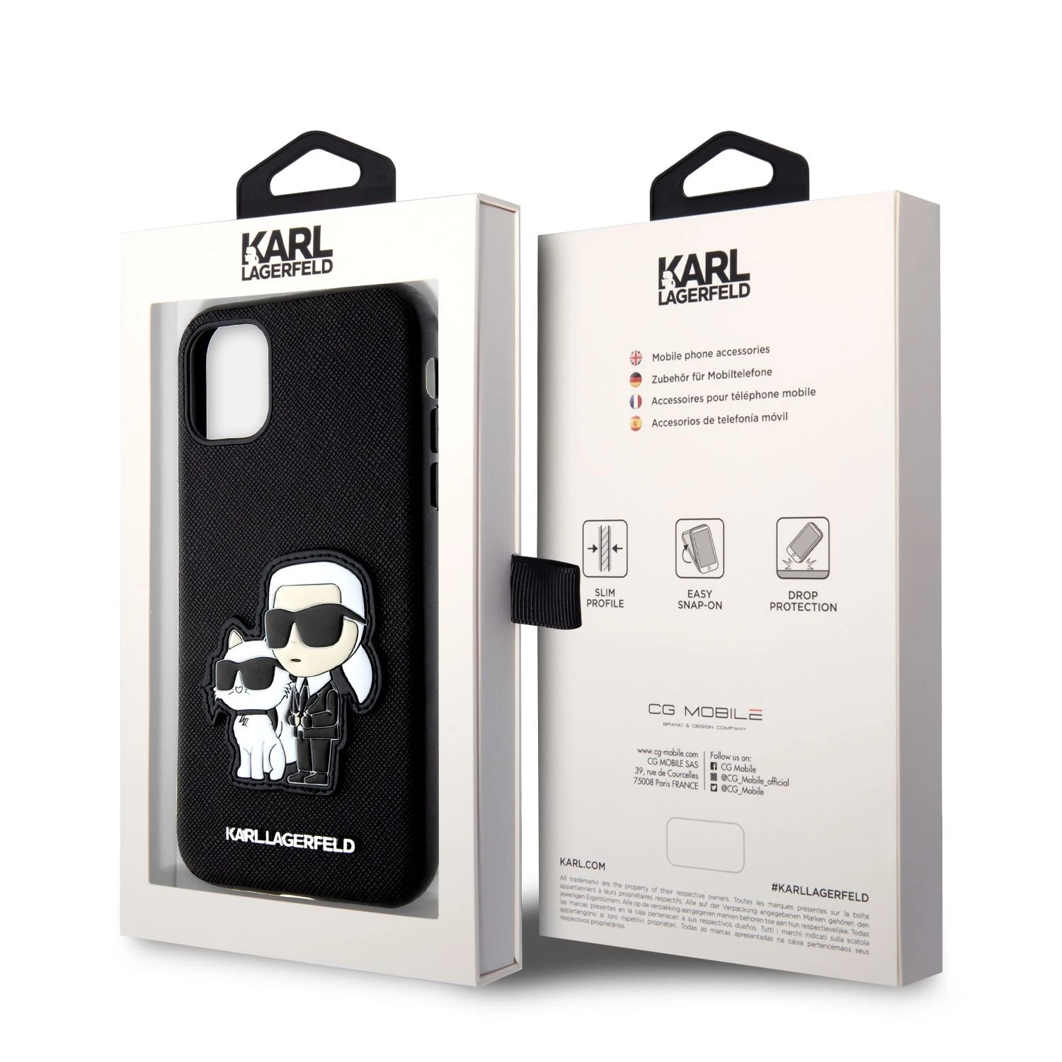 Karl Lagerfeld KLHCN61SANKCPK Apple iPhone 11 / Xr 6.1" dėklas telefonui juodos spalvos Saffiano Karl & Choupette