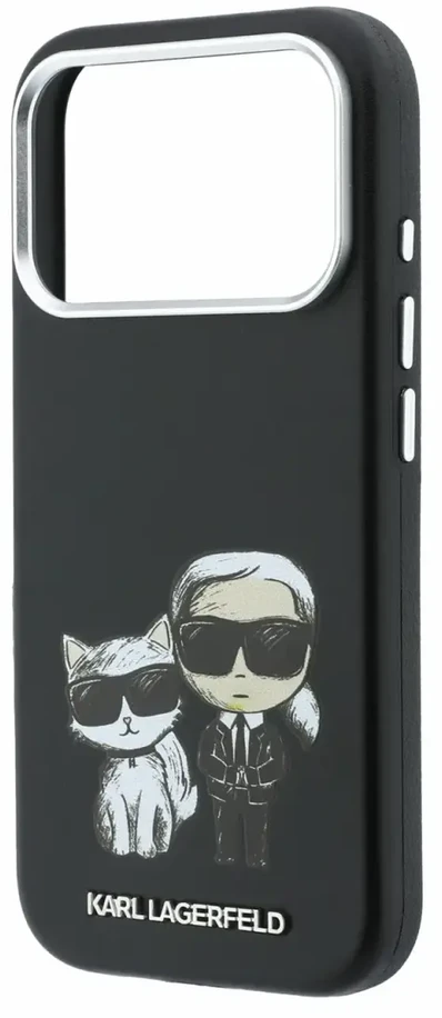 Dėklas Karl Lagerfeld PU Semi Wrap Smooth Sketch Bodies Magsafe Case for iPhone 18 Pro Max Juodas