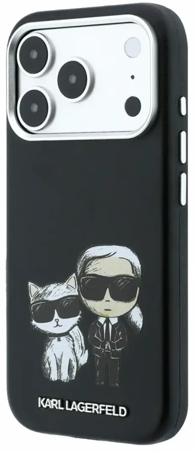 Dėklas Karl Lagerfeld PU Semi Wrap Smooth Sketch Bodies Magsafe Case for iPhone 18 Pro Max Juodas