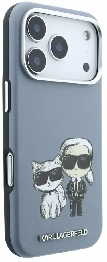 Dėklas Karl Lagerfeld PU Semi Wrap Smooth Sketch Bodies Magsafe Case for iPhone 18 Pro Max Mėlyna