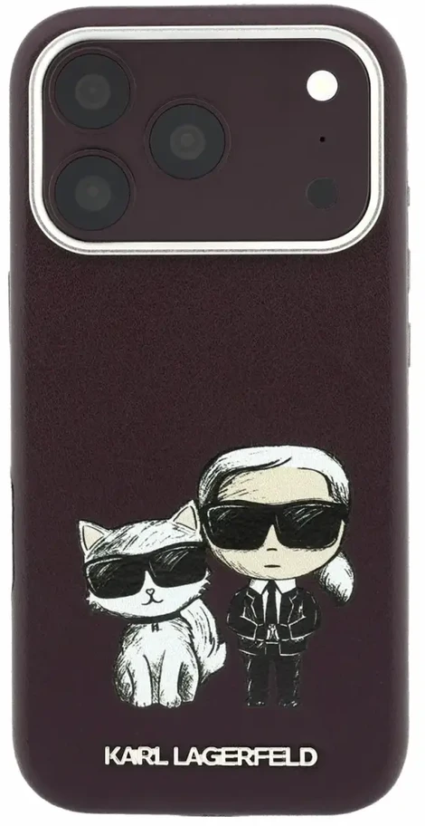 Dėklas Karl Lagerfeld PU Semi Wrap Smooth Sketch Bodies Magsafe Case for iPhone 18 Pro Max Burgundy