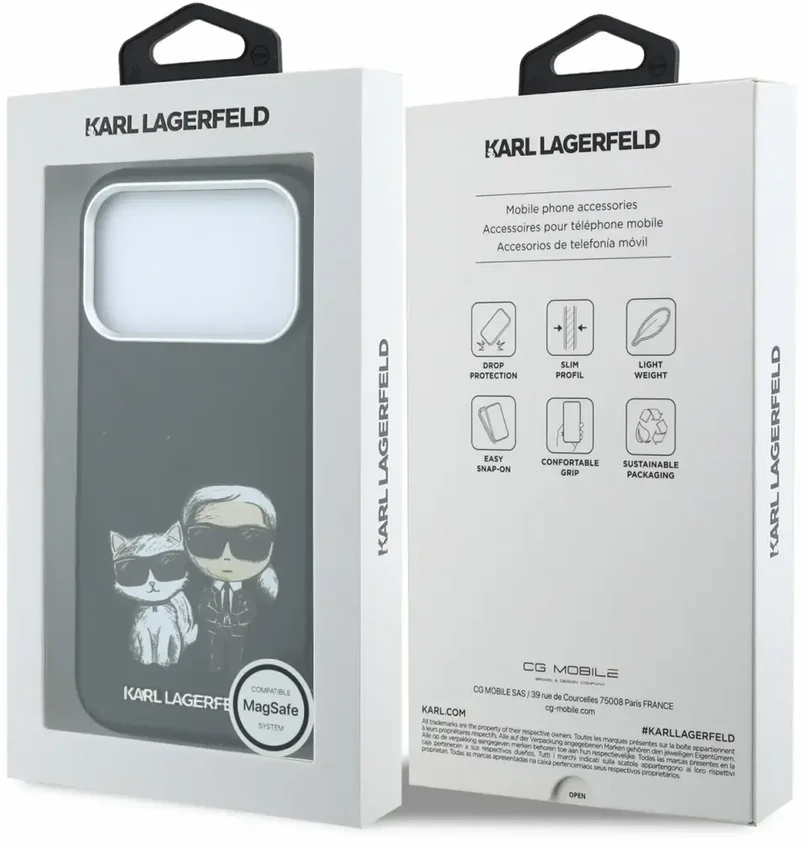 Dėklas Karl Lagerfeld PU Semi Wrap Smooth Sketch Bodies Magsafe Case for iPhone 18 Pro Max Juodas