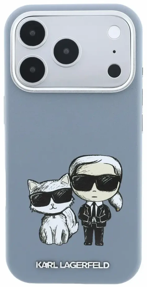 Dėklas Karl Lagerfeld PU Semi Wrap Smooth Sketch Bodies Magsafe Case for iPhone 18 Pro Max Mėlyna