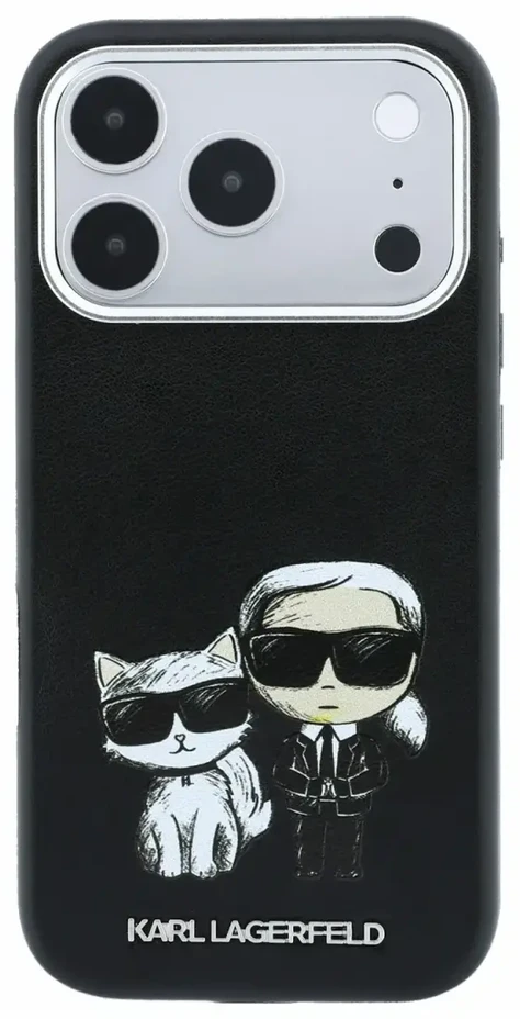 Dėklas Karl Lagerfeld PU Semi Wrap Smooth Sketch Bodies Magsafe Case for iPhone 18 Pro Max Juodas