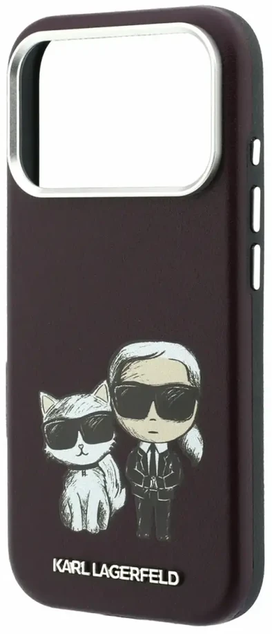 Dėklas Karl Lagerfeld PU Semi Wrap Smooth Sketch Bodies Magsafe Case for iPhone 18 Pro Max Burgundy