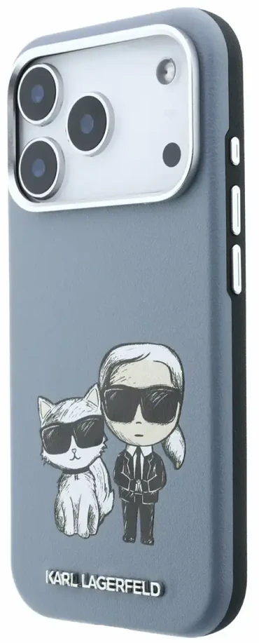 Dėklas Karl Lagerfeld PU Semi Wrap Smooth Sketch Bodies Magsafe Case for iPhone 18 Pro Mėlyna