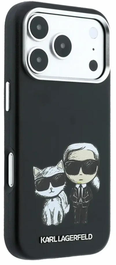 Dėklas Karl Lagerfeld PU Semi Wrap Smooth Sketch Bodies Magsafe Case for iPhone 18 Pro Max Juodas