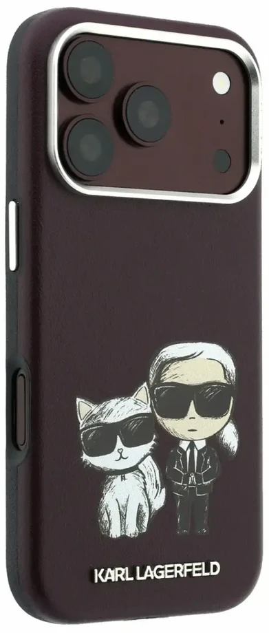 Dėklas Karl Lagerfeld PU Semi Wrap Smooth Sketch Bodies Magsafe Case for iPhone 18 Pro Max Burgundy