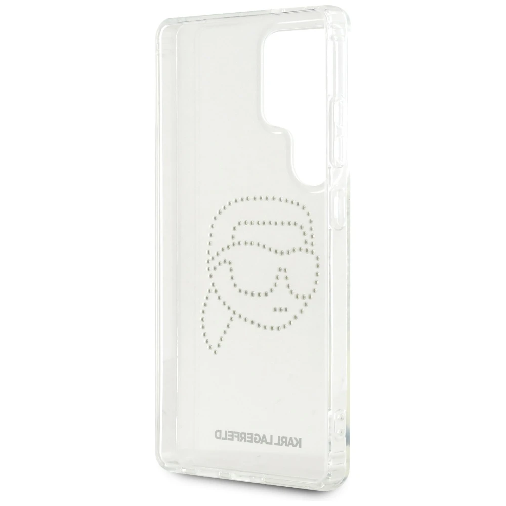 Karl Lagerfeld Rhinestones Karl Head Logo Samsung Galaxy S25 Ultra dėklas telefonui skaidrus