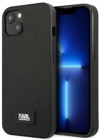 Apple iPhone 13 Karl Lagerfeld dėklas Saffiano Plaque juodos spalvos