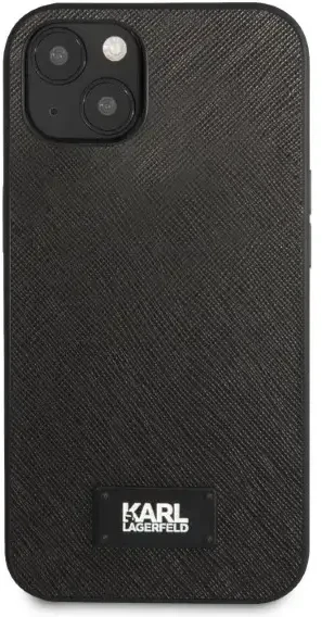 Apple iPhone 13 Karl Lagerfeld dėklas Saffiano Plaque juodos spalvos
