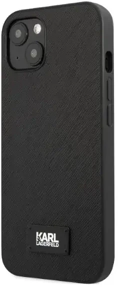 Apple iPhone 13 Karl Lagerfeld dėklas Saffiano Plaque juodos spalvos